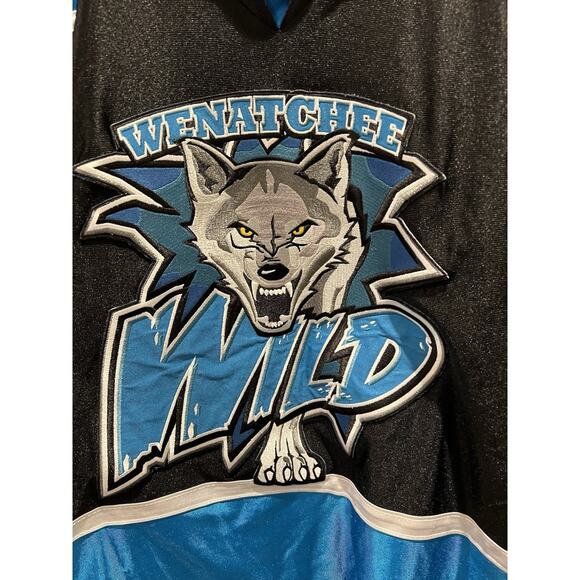 Wenatchee Wild OT Sport Hockey Jersey Mens L Black Blue White WHL Authentic - Picture 3 of 10
